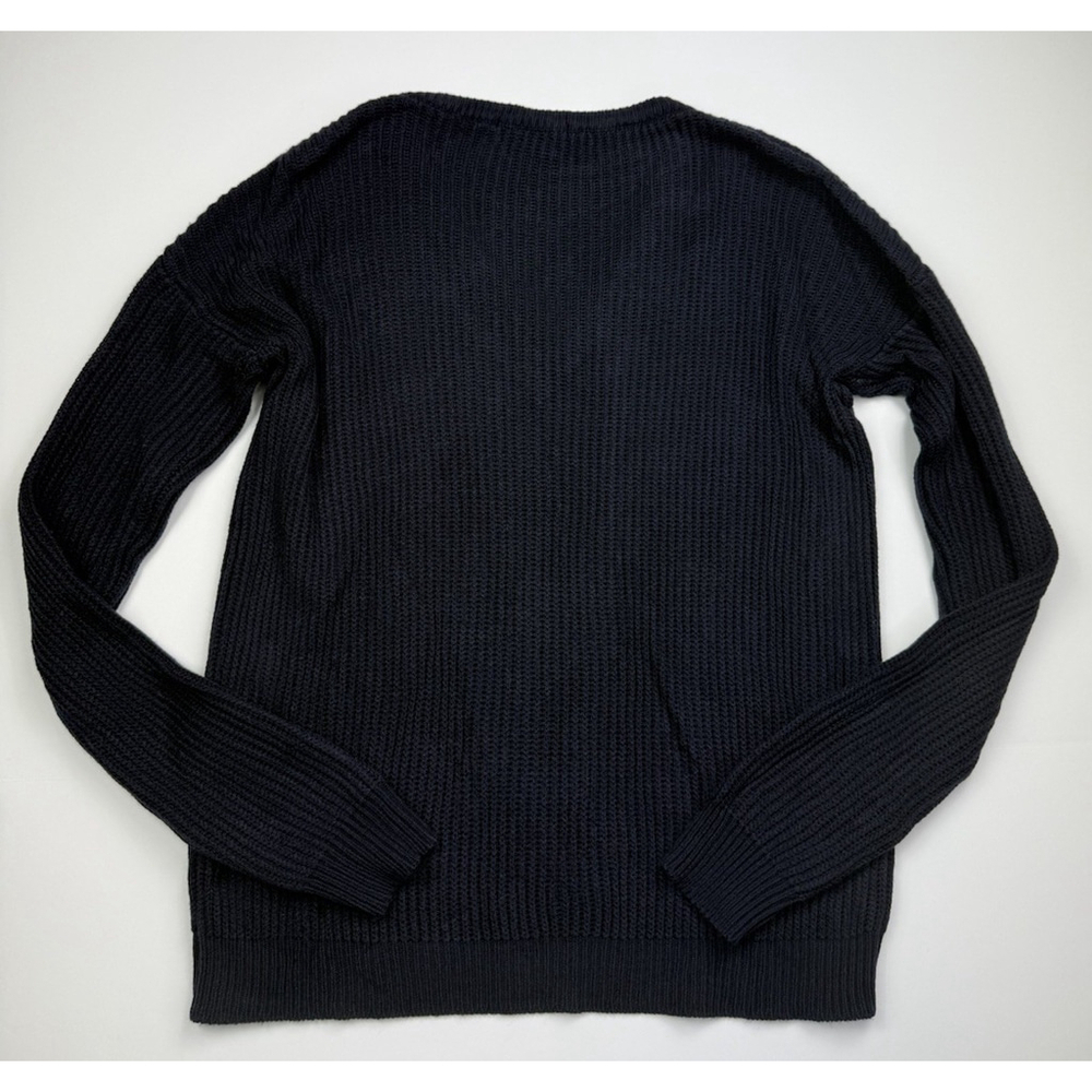 Brandy Melville V-Neck Sweater Navy Blue One Size Classic Long Sleeve New - Picture 7 of 7